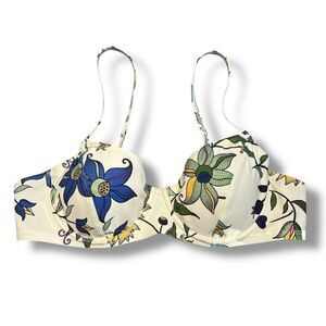 Tory Burch New Ivory Love Floral Climbing Garden Bikini Bra Top, Women’s Large